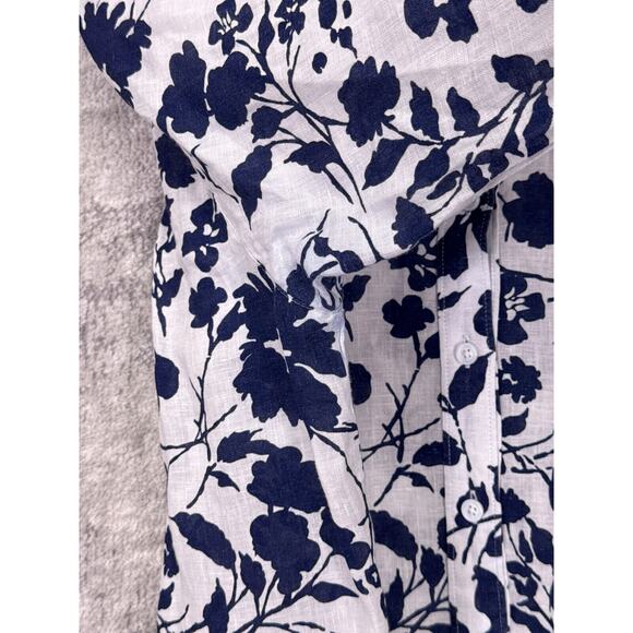 Outerknown Top Medium Womens Floral Linen Long Sleeve Button Shirt - Picture 8 of 10